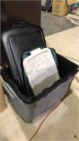 Two heavy duty storage tubs with lids including