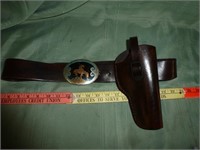 Leather Gun Belt w/ Native American Buckle