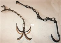 Chain w/4 prong + hand wrought hook. Kettle chain-