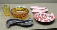 Amber Glass, Vintage Ash Trays & Assorted