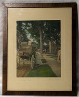 Signed Wallace Nutting Print, A Village Coach
