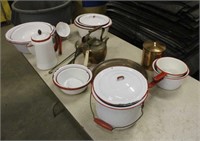 Vintage White Kettles & Copper Pots