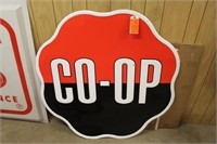 CO-OP Gasoline Embossed Tin Sign, Approx 48"