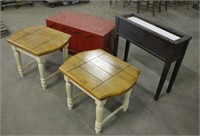 (2) End Tables, Approx 21"x26"x21", Red Chest,