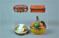 (4) LIMOGES BOXES - FOOD & CIGAR THEMED
