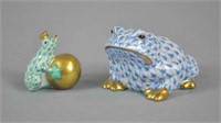 (2) HEREND FISHNET FROGS