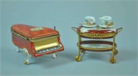 (2) LIMOGES BOXES - GRAND PIANO & TEA CART
