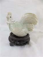 SOAPSTONE ROOSTER ON WOOD BASE 3.5"T