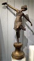 * 4' Bronze Sculpture Of Woman With Shield