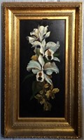 Oil On Board Still Life Of Flowers In Gilt Frame