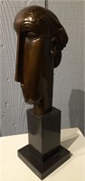 Bronze Head Bust Sculpture Signed Modigliani