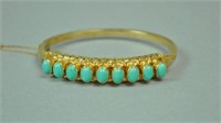 GOLD & TURQUOISE HINGED BANGLE