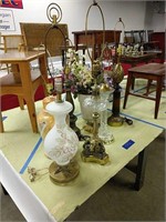Table Lamps And Vase As Shown