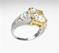 **18K/Platinum 3.87 Yellow with White Diamond Ring