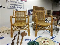 Pair Of Vintage Bamboo Armchairs