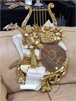 LARGE SYROCO WOOD WALL PLAQUE LYRE HARP