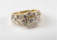 18K Yellow Gold Flower Design Diamond Ring