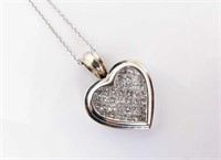 14K YG/WG Rhodium Diamond Heart Pendant