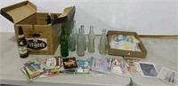 Lot of Post cards and glass bottles