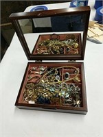 Jewelry Box With Vintage Costume Jewelry Watch