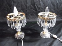 2 Vintage Crystal Desk/End Table Lamps