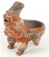 Chupicuaro 500BC 3 footed earthenware figural bowl