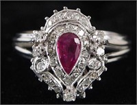 Ladies 14kt white gold  & Silver Ruby  ring