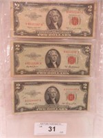 (3) 1953 $2.00 RED SEALS