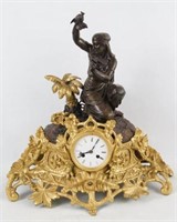 Louis Sauvageau French figural Bronze Clock