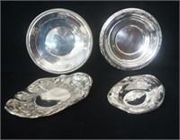 4 STERLING SILVER SHAPED TRAYS.  31.2 OZS.