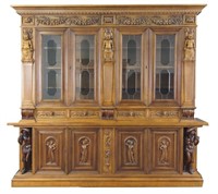 Highly Carved Italian Bookcase with figures