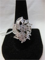STERLING SILVER AND MULTI-CZ RING SZ 10.5