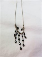 STERLING AND BLACK MULTI-BEADED NECKLACE 16"