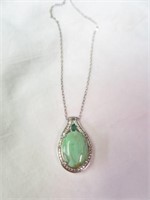 STERLING AND GREEN TURQUOISE NECKLACE 20"