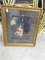 ORNATE FRAMED PRINT - GIRL WITH DOG