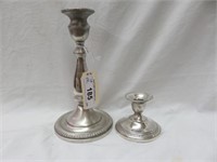 (2) STERLING CANDLEHOLDERS 9" & 3"