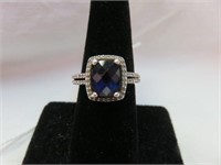 STERLING SAPPHIRE RING SZ 7.5