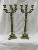 ANTIQUE ORNATE CLAW FOOTED CANDELABRAS 20.5"T