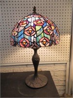 TIFFANY STYLE STAINED GLASS PARLOR LAMP 19"T