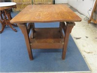 ANTIQUE MISSION OAK ENTRY TABLE AND SEAT