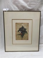 FRAMED MODERN ART ABSTRACT PRINT SIGNED AND