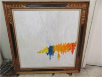 LARGE FRAMED OIL ON CANVAS ABSTRACT SIGNED D.MAY