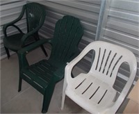 3 resin patio chairs.