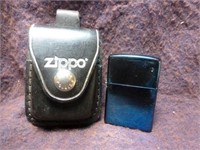Zippo USA Blue Anodized Lighter w/ Belt Pouch
