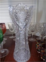 TALL CUT CRYSTAL VASE~ ABOUT 10" TALL