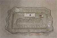 INDIAN GLASS "THE LORD'S SUPPER" BREAD TRAY