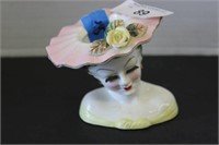 VINTAGE HEAD VASE WITH LARGE BRIM HAT