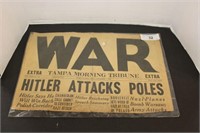 ORIGINAL 1939 HILTER WAR NEWSPAPER