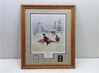 Framed Matted Pheasant/Winter Scene Collector Edit