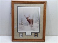 Framed Matted Deer/Winter Scene Collector Edition